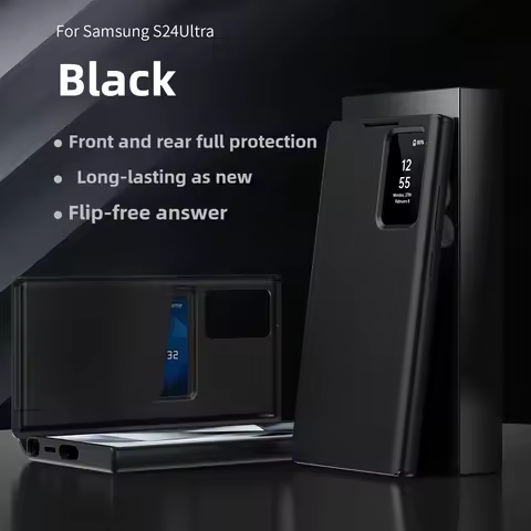 Smart Window Card Insertion Leather Phone Case for Samsung Galaxy S25 Ultra S24 S23 FE S22 Plus A55 Answering Flip Wallet Cover