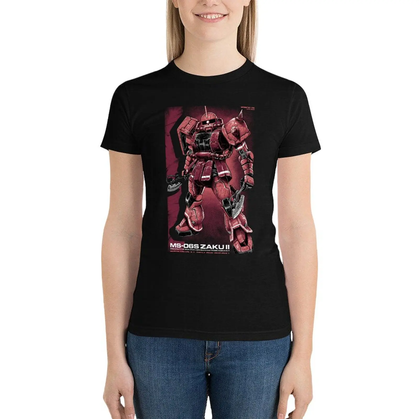

Zaku Char T-Shirt vintage clothes hippie clothes Female clothing summer tops Women t shirt