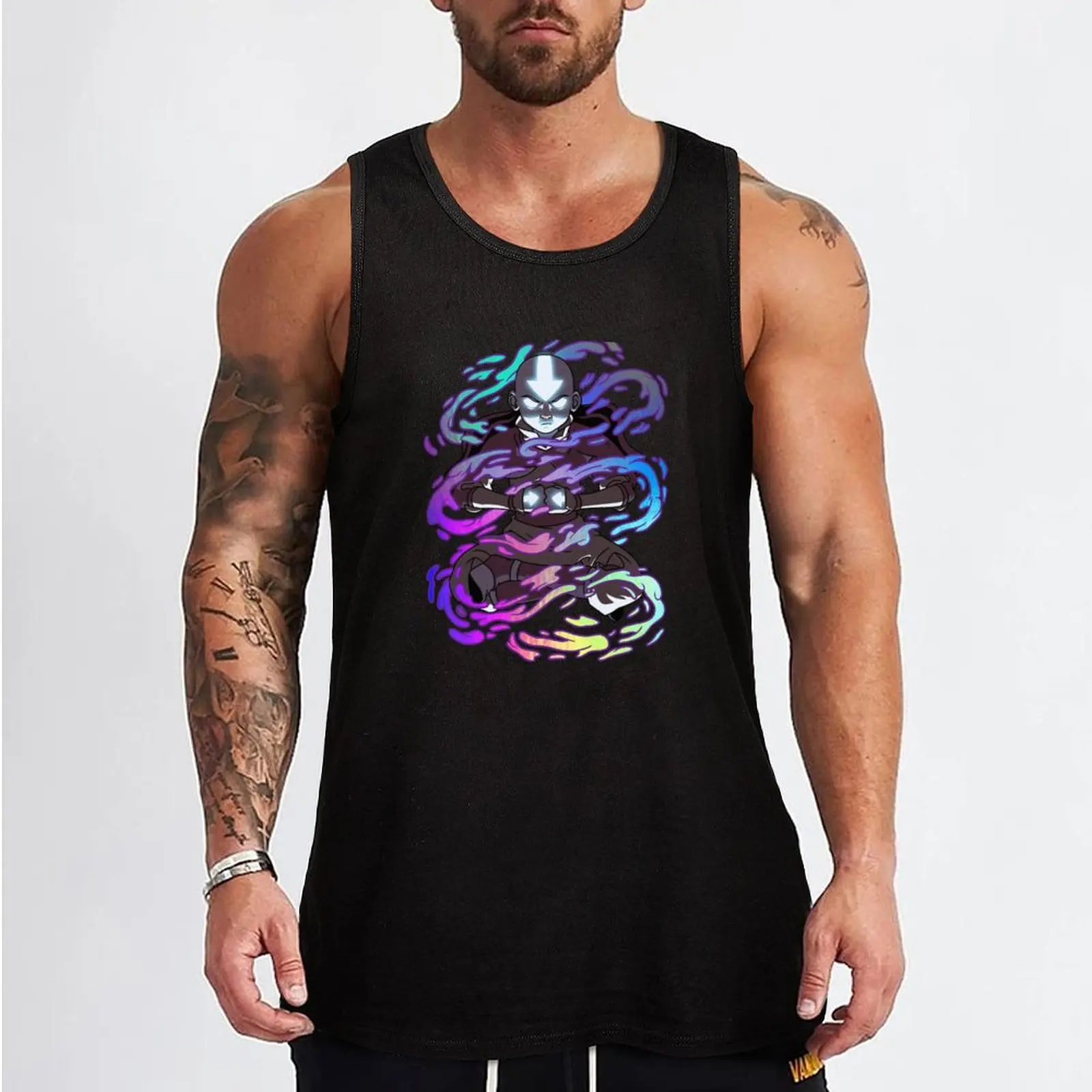 Avatar: The Last Airbender Aang Elements Rainbow Foil Tank Top Bodybuilding shirt vests for men