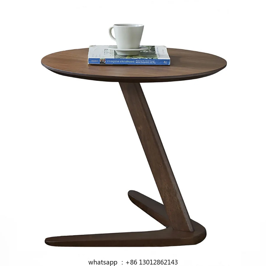 

Nordic Style Solid Wood Side Table Sofa Side Table Living Room Small Coffee Table for Small Spaces Bedroom Rustic Walnut
