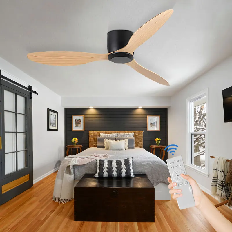 Modern 42/52inch Ceiling Fans with Remote Contorl for Bedroom Living Room Low Flower 30W DC Motor Ceiling Lamp without LED Light