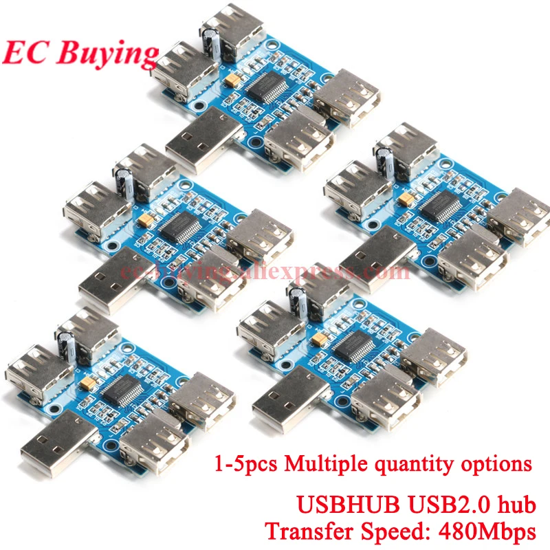 5 pces/1pc dc 5v hub usb usb2.0 hub concentrador 4-fêmea módulo de placa de expansão usb 4 interface de expansão usb controlador de 4 portas