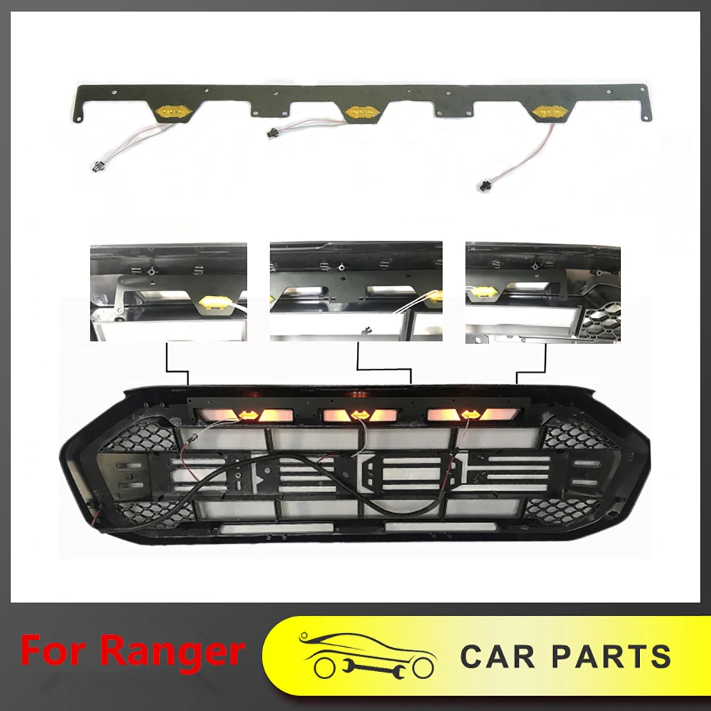 

Amber LED Light Bar Fit For Ford Ranger Raptor Grills 2019 2020 2021 2022 Universal Front Grille Light Kit