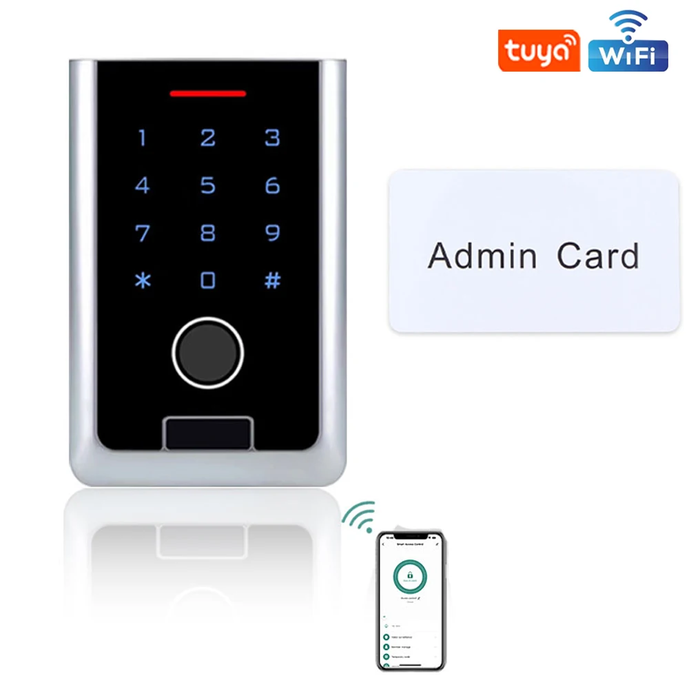 Imagem -06 - Zinc Alloy Biometric Fingerprint Touch Keypad Rfid Access Control Backlight Tuya App Wifi Impermeável Requintado Novo Design