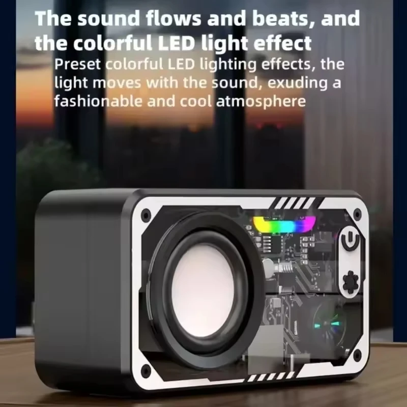 Transparent Mecha V1 Wireless Bluetooth Speaker Sound Light Rhythm Subwoofer TWS Stereo Cyberpunk Music Center Hands-free Call
