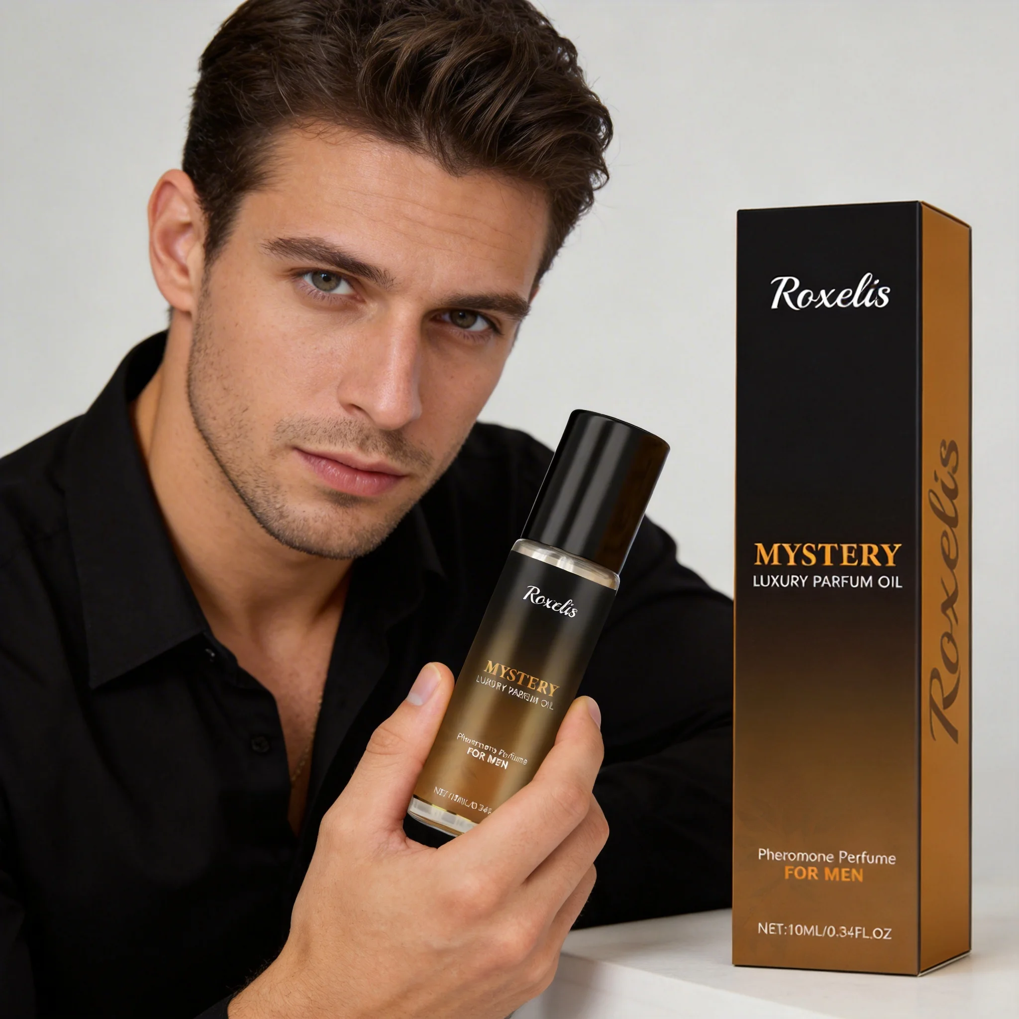 

ROXELIS 10mlMystery Luxury Parfum Oil Fresh Elegant Cologne Fragrance Convenient Portable Roller Design For Men Dating Daily Use