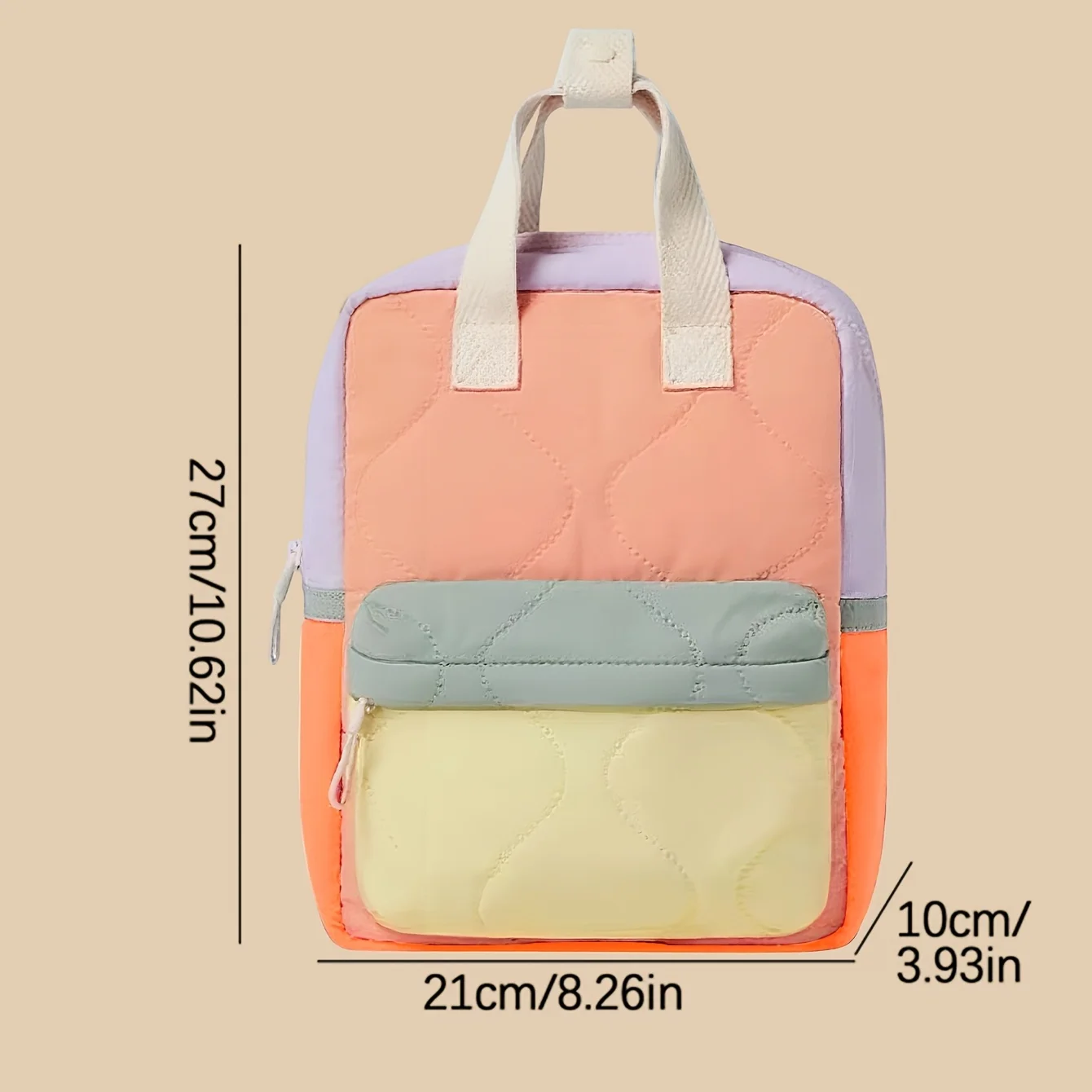 Oranje-gele kleurblokrugzak voor dames - Borduursel met aangepaste naam |   Leuke kleine tas, ideaal herfst-winteruitje cadeau