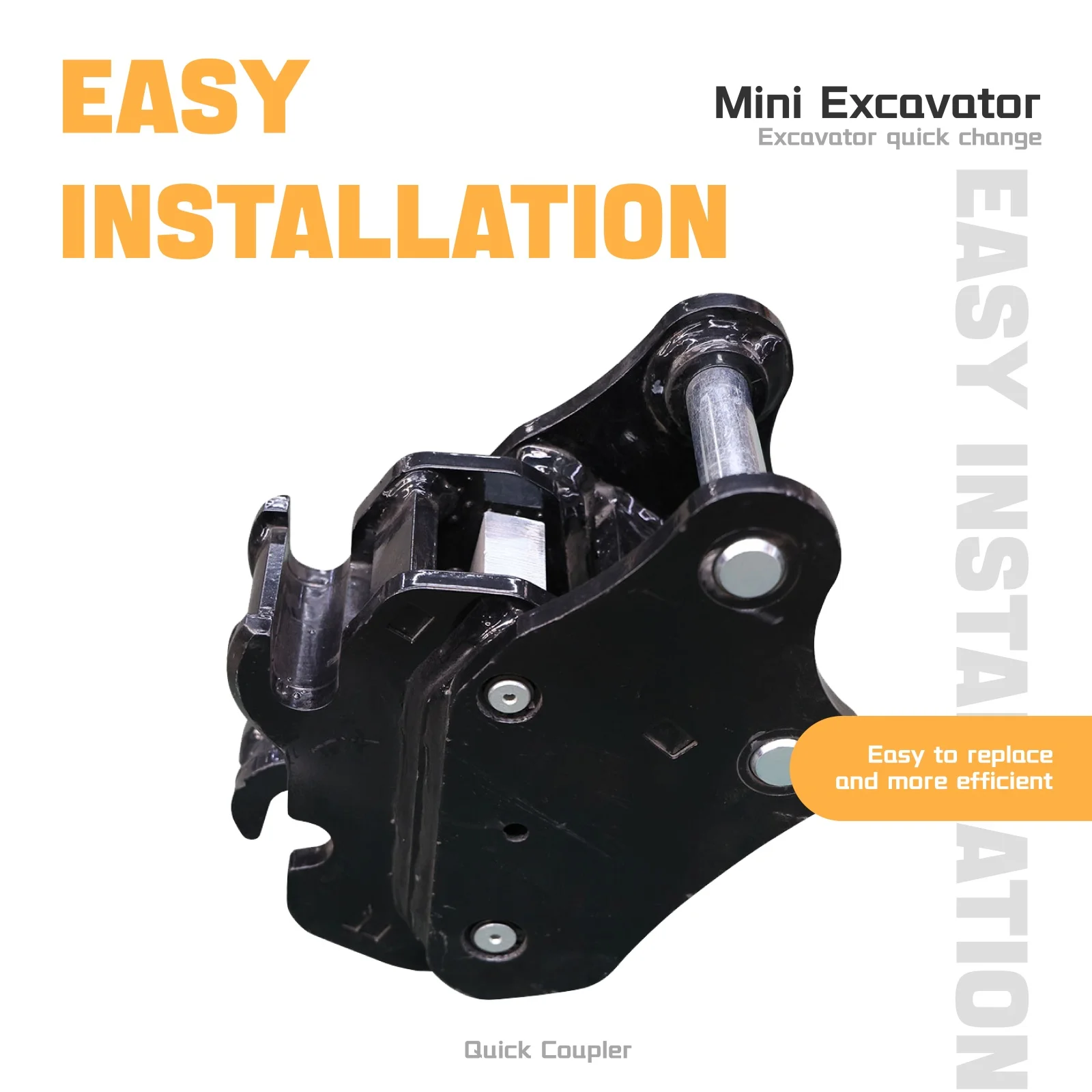 고품질 미니 굴삭기 퀵 체인지 커플러, 중앙 휠베이스 95mm/3.74인치, 스팬 90mm/3.54인치, 구멍 25mm/0.98인치