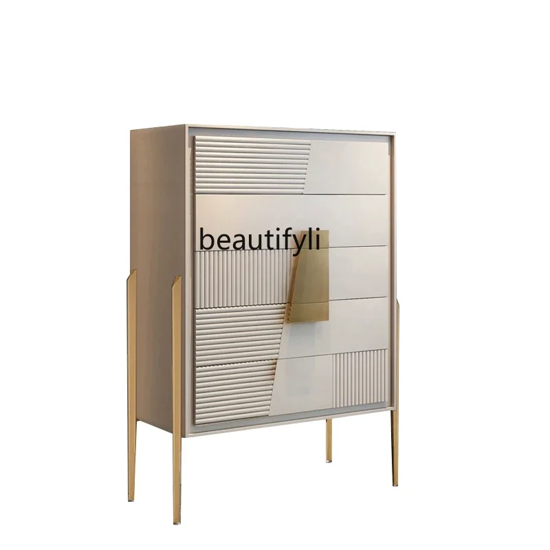 

A Italian light luxury storage chest modern simple living room locker bedroom solid wood drawer cabinet
