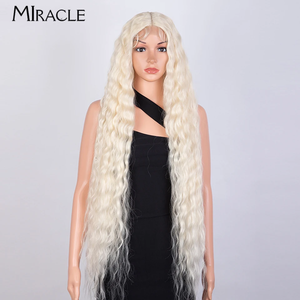 MIRACLE Synthetic  Lace Wig 40\'\' Super Long Afro Kinky Curly Wigs for Women 613 Black Brown Pink Wig Cosplay Lace Front Wig