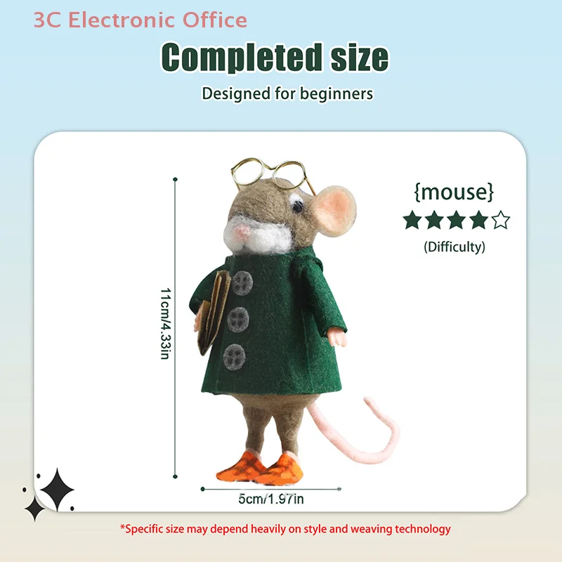 1 Set Animals Adult Felt Animal Sets Needle Felted Mice Kits With Supplies And Instructions Needle Felting Kit For Christmas