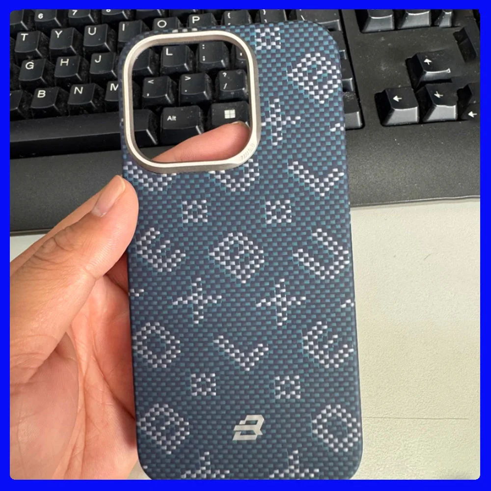 

Blueo Kevlar Series For iPhone 15/16 Pro Max Anti-fall Monogram Gilded Tactile Woven Aramid Fiber Case phone cases