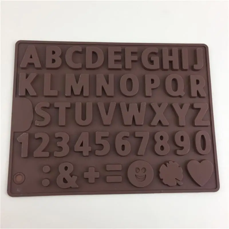 English Letter Silicone Chocolate Mold Alphanumeric Candy Biscuit Jelly Ice Baking Mould Cake Decor Soap Candle Making Set Gifts