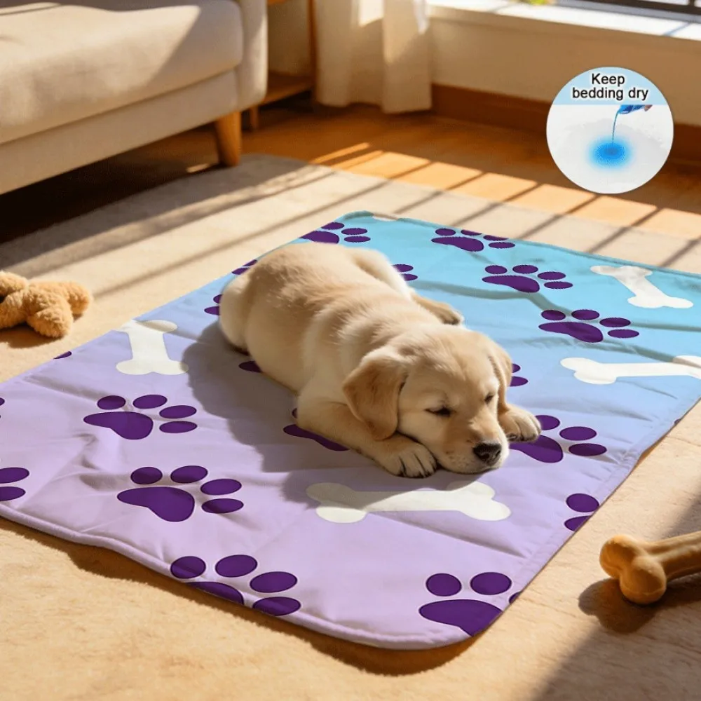 Cute paw prints and bones Machine Washable Reusable Pet Potty Pads Odor Locking Technology