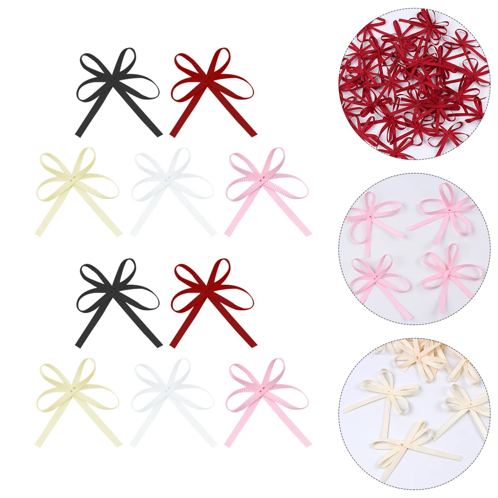 

100 Pcs DIY Decoration Bowknot Shoes Accessories Decorative Fashionable Polyester Ribbon Red Silk