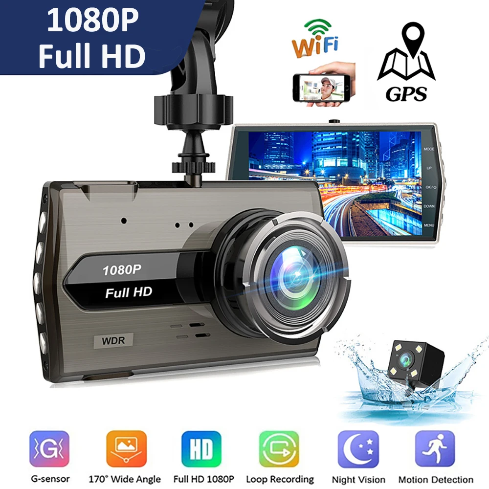 

Автомобильный видеорегистратор Wi-Fi Full HD 1080P, видеорегистратор с камерой для автомобиля, видеорегистратор с ночным видением, черный ящик, видеорегистратор с GPS, автомобильные аксессуары