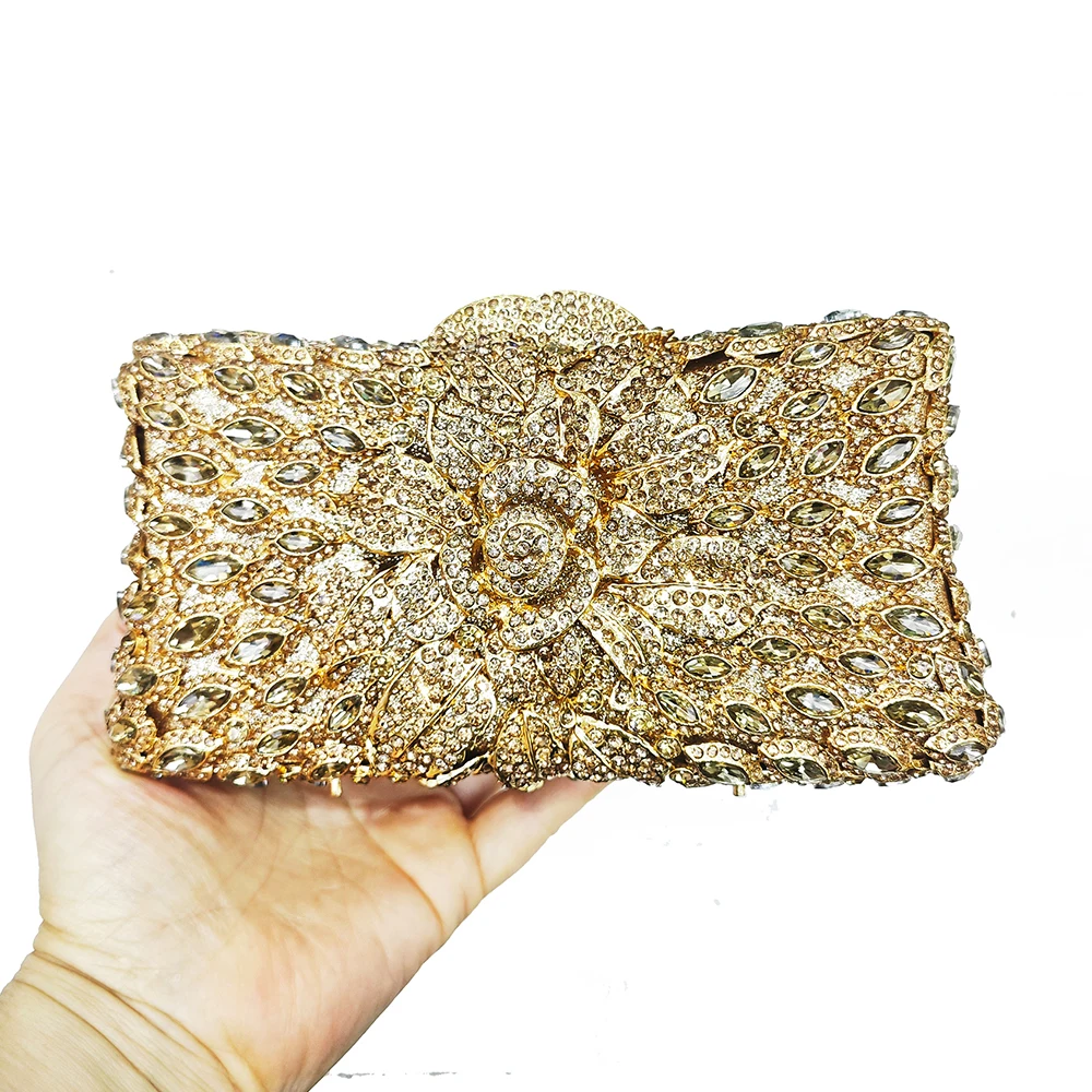 Big Stone Black Crystal Evening Bag Diamond Women Wedding Clutches Gems Party Clutch Purse Metallci Minaudiere Rhinestone Purses - view 4