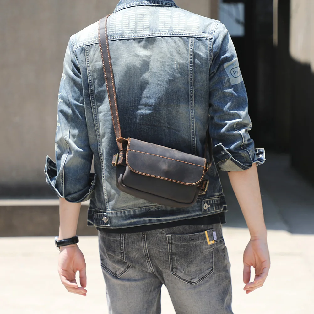 S.WORKER Vintage-Umhängetasche aus Vollnarbenleder für Herren | Umhängetasche aus Used-Leder – Detail 6