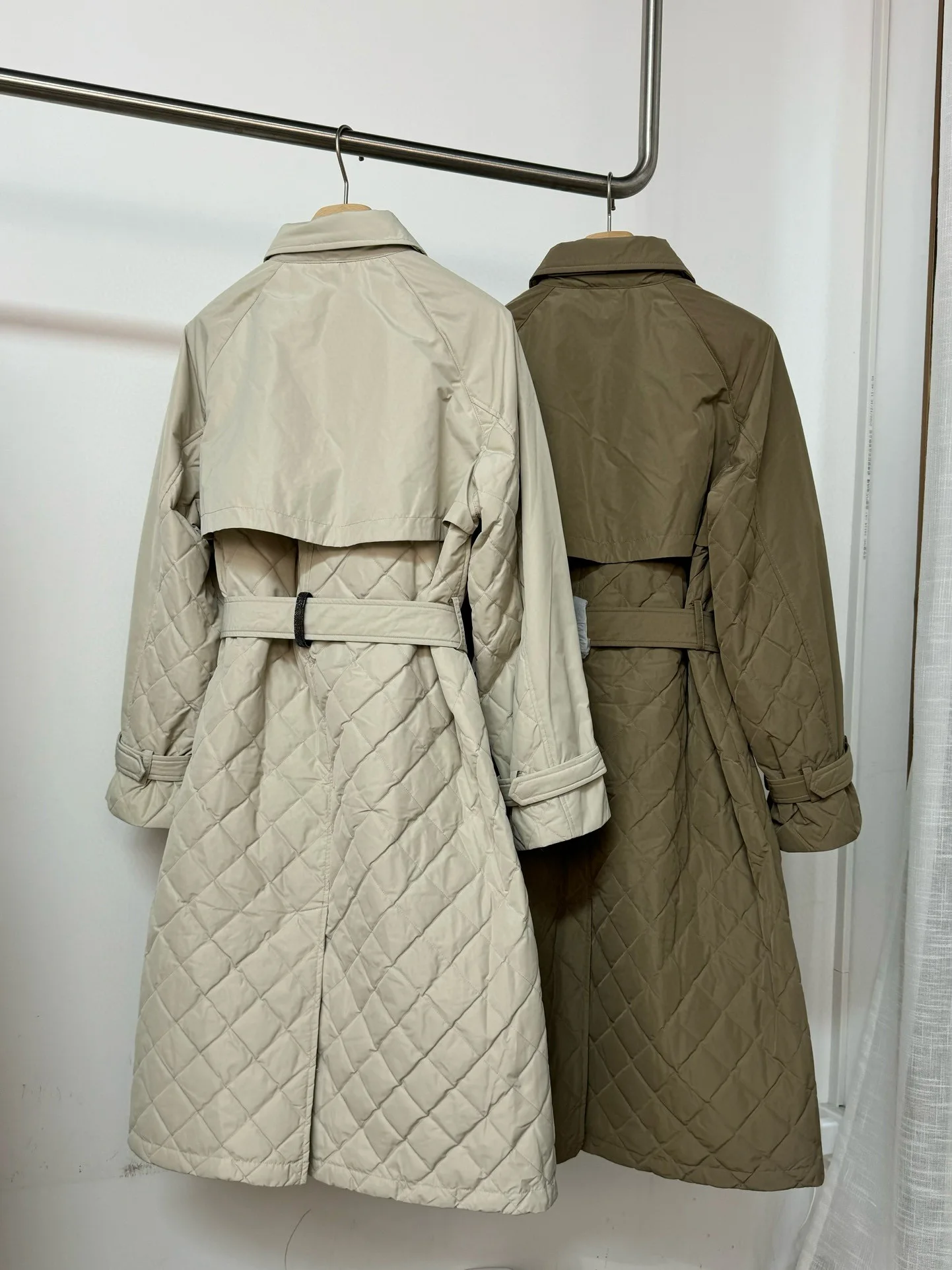 Autumn luxurious double breasted exquisitely decorated trench coat