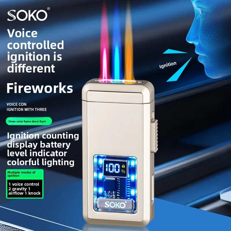 

Интеграция пламени и газа, дисплей мощности, интеллектуальное подсчет зажигания с голосовым управлением, зарядка, надувная зажигалка