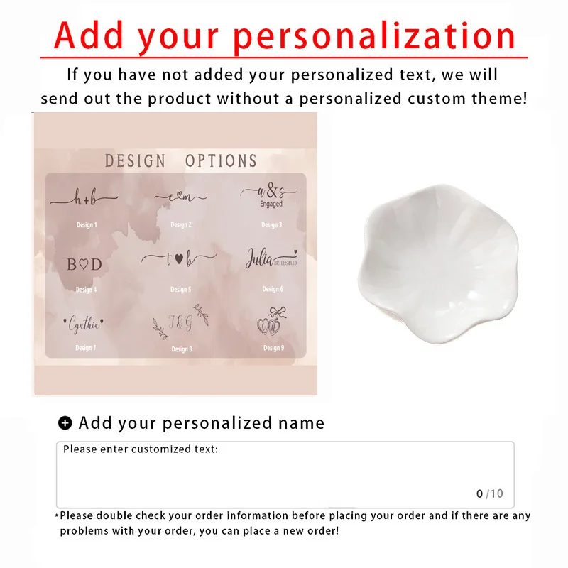 Personalized Ceramic Ring Dish with Custom Initials