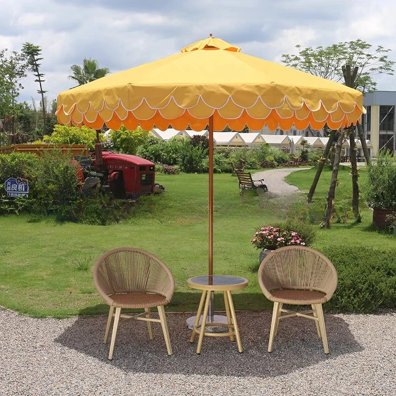 Internet celebrity outdoor parasol big umbrella wedding color matching sun umbrella beach stall umbrella patio mid column