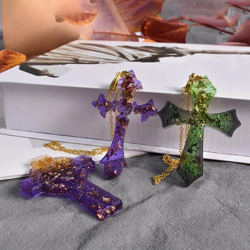 Various Styles Cross Earring Drop Glue Mold Diy Christmas Keychain Necklace Mold for Key Pendant Ornament Silicone Mold