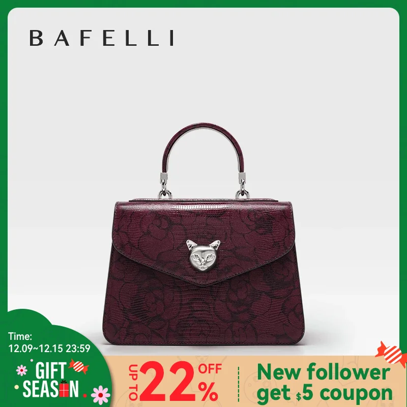 2024 BAFELLI CAT WOMEN\'S NEW FASHION HANDBAG LADY STYLISH BUSINESS FEMALE LEATHER LUXURY BRAND CASUAL OL FLORAL WINE PURSE