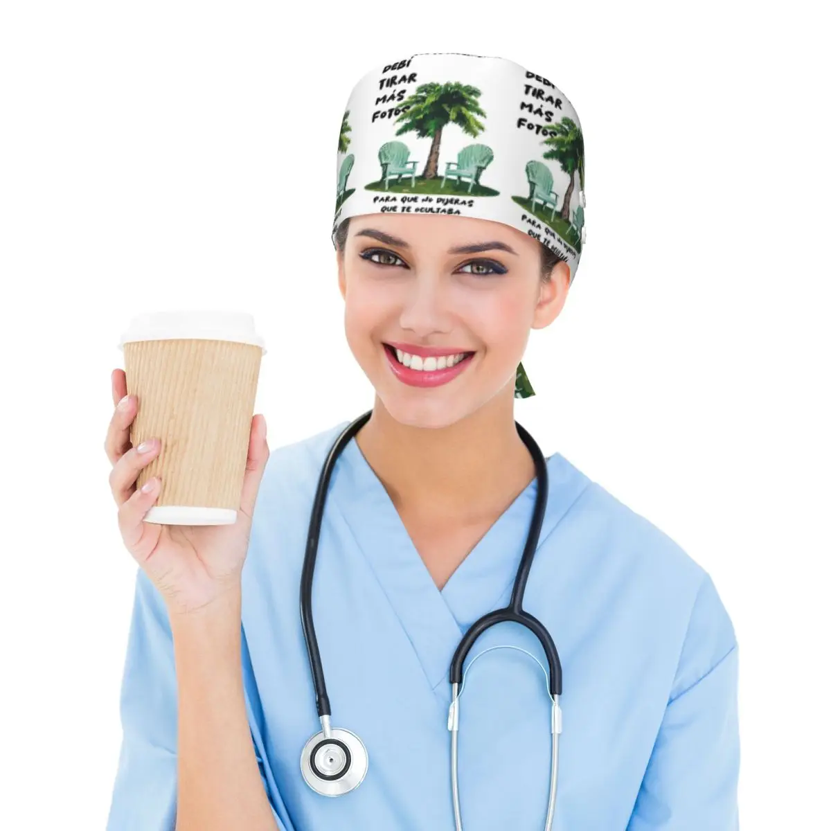 Bad Bunny DTMF Debi Tirar Mas Fotos Album Gift Lyric Scrub Hat Doctor Working Surgical Cap Unisex Adjustable Nursing Caps