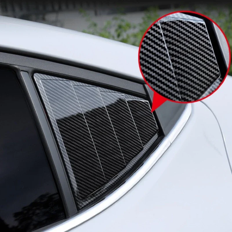 Car Rear Louver Window Side Shutter Cover  Trim Sticker For Hyundai Elantra 2017-2019Vent Scoop ABS Carbon Fiber Glossy Black