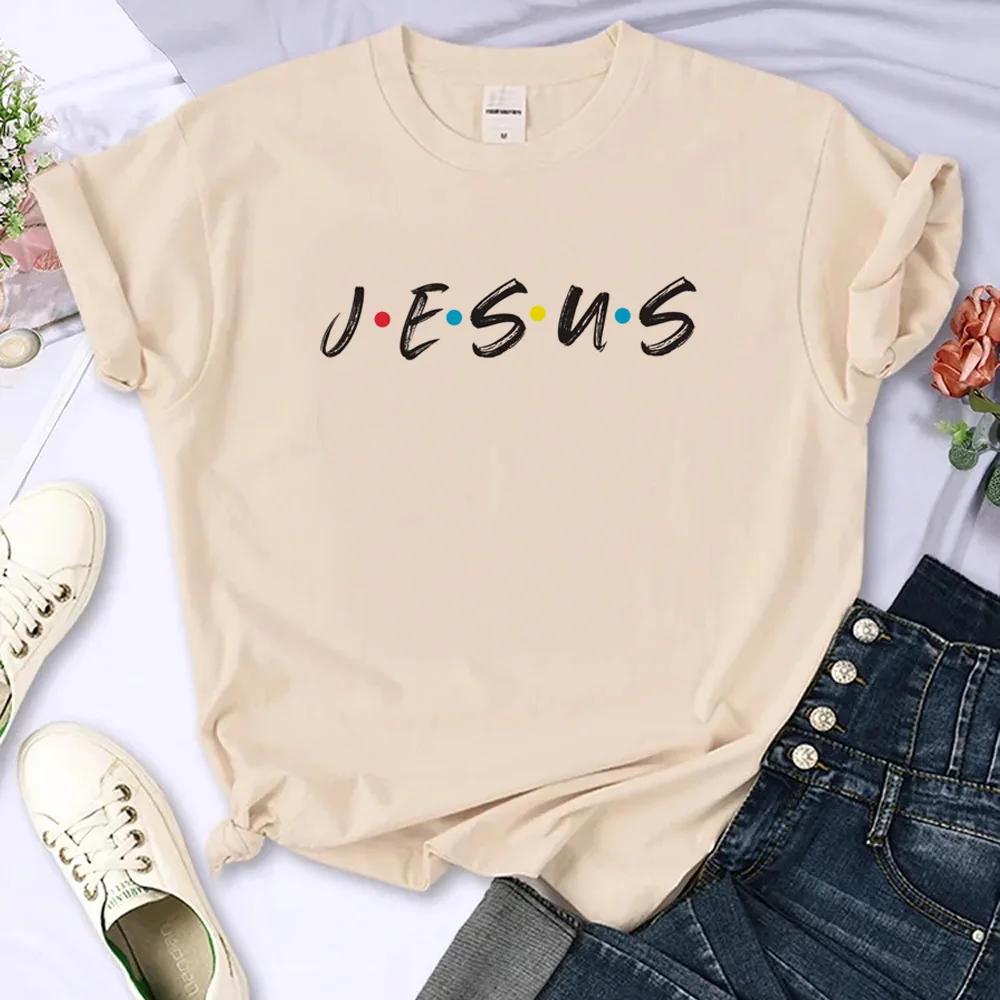 

jesus top women streetwear t shirt female comic 2000s designer clothes