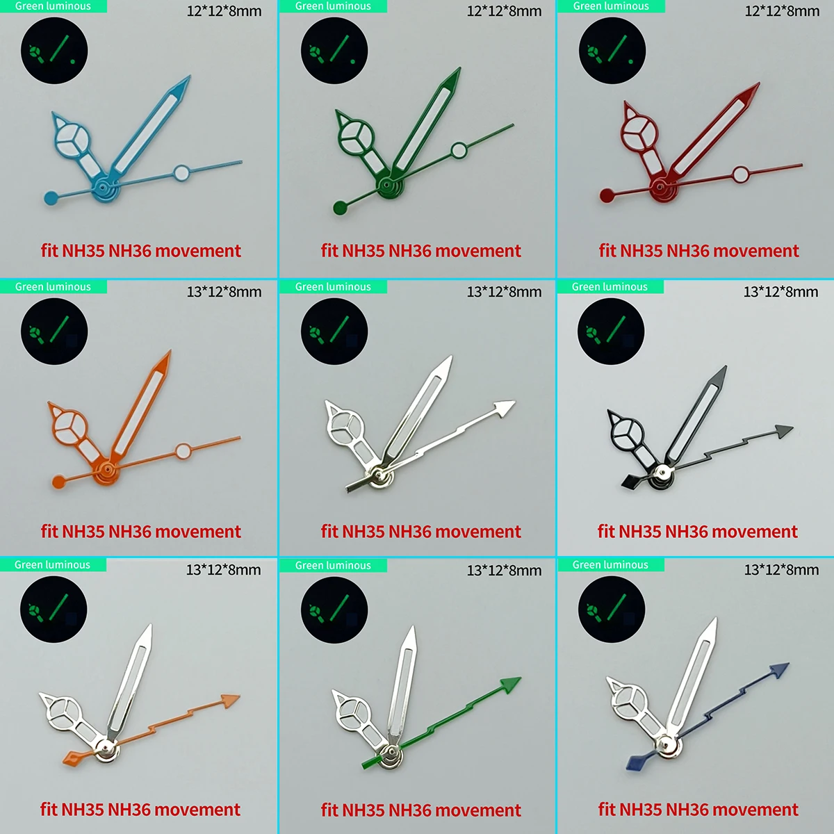 NH35 Needle Green Luminous Watch Hand Accessories Hands For NH35/NH36/4R/7S Movement Watch Accessories Parts For Wristwatches