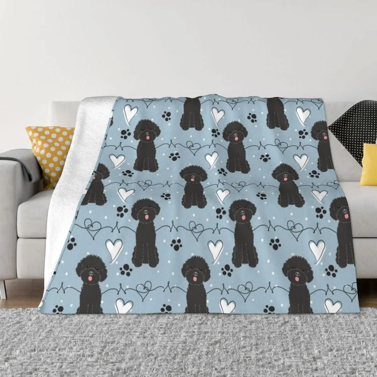 LOVE Black Toy Poodle Throw Blanket valentine gift ideas Designer Blankets Blanket Sofa