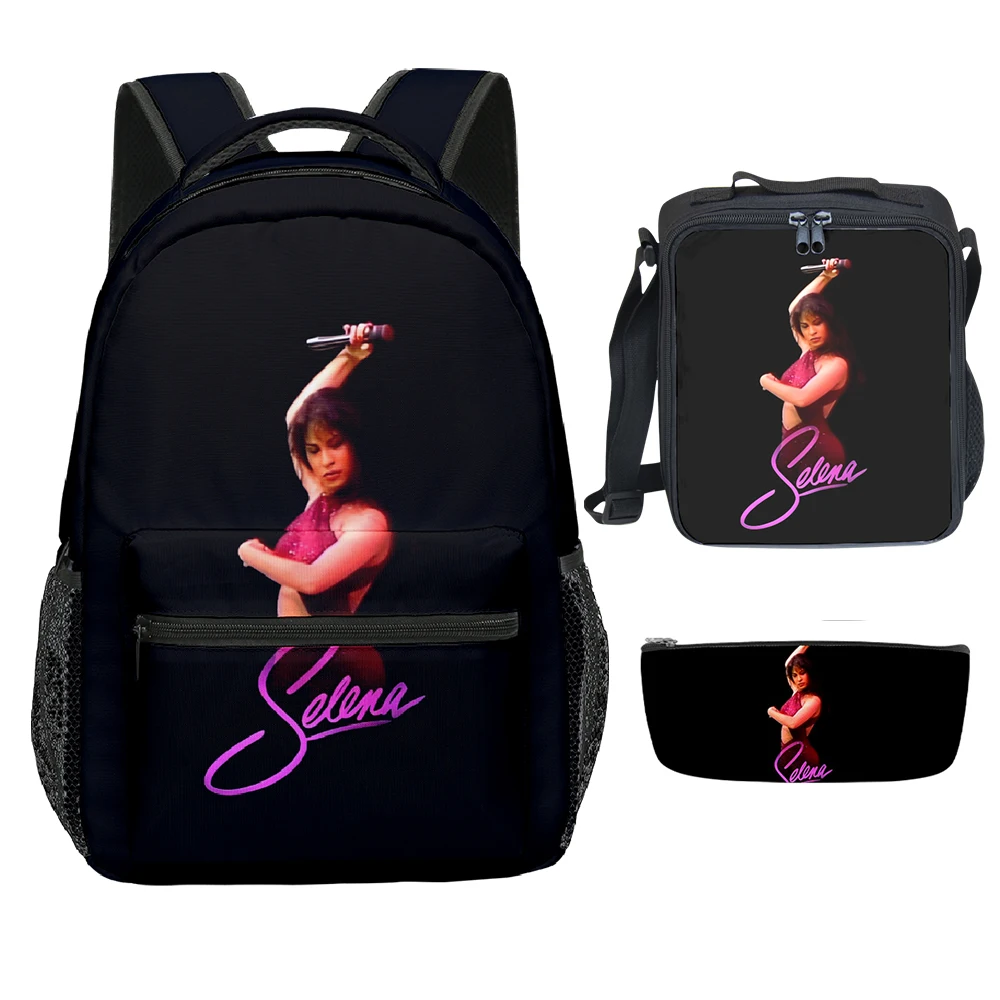 Popular Novelty Cute Selena Quintanilla 3D Print 3pcs/Set Student School Bags Laptop Backpack Crossbody Lunch bag Pencil Case