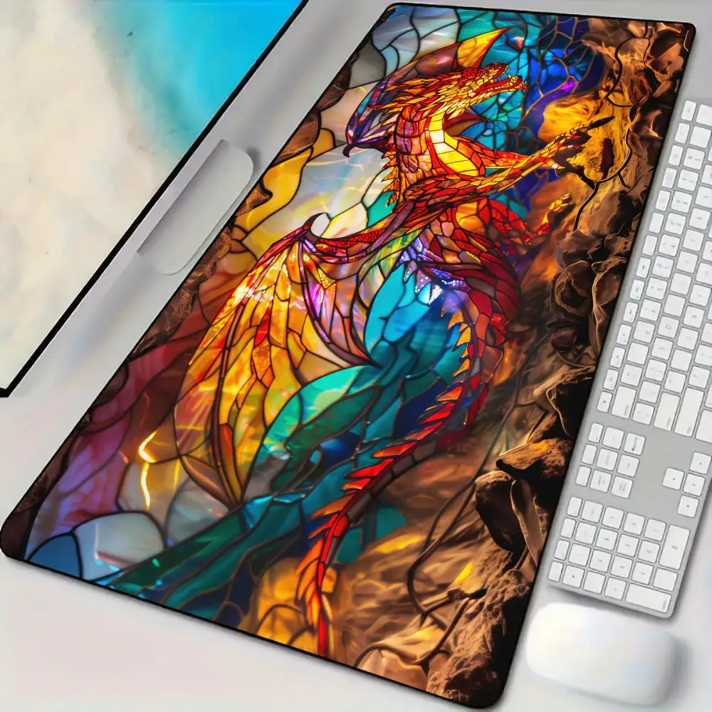 

Colored glass magic dragon playmat Mouse Pad Desk Mat with Stitched Edge non-Slip rubber base gamer pc accessories Gaming mat