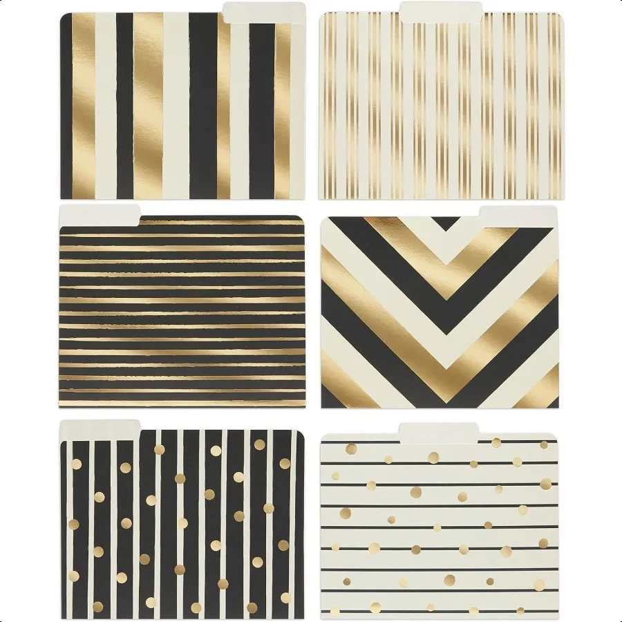 

Geometric File Folders with Cut Tabs for Gold Office plies and Office Desk Accories 11.5 x 9.5 in Decorative File Folders 12 Pa