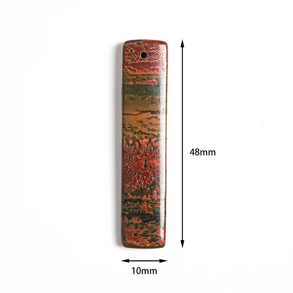 Wholesale Natural Long Strip Shaped Gemstone Pendant for Necklace Making Red &Black 2Pcs Red Creek Jasper