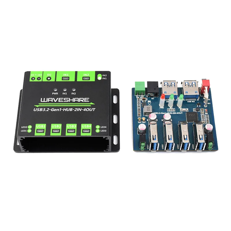 Industrial 4-Way USB3.2 Hub 2IN-4OUT Dual Host Shared Random Switching Multiple Protection Circuit 5Gbps