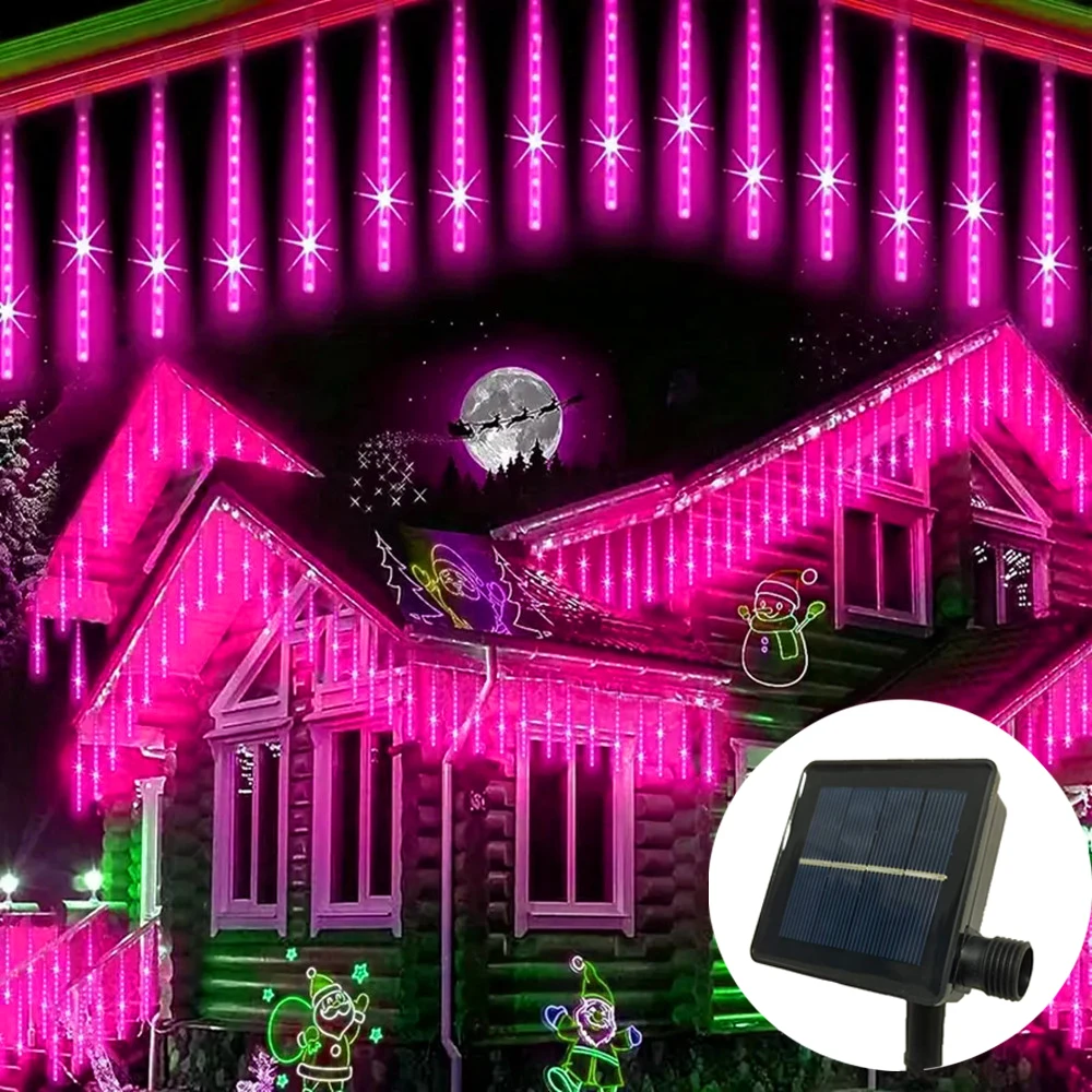 

Уличный декор: Светодиодная гирлянда на солнечных батареях «Метеоритный дождь» 30/50 см, имитирующая падающие капли, для свадьбы, Дня святого Валентина, Рамадана