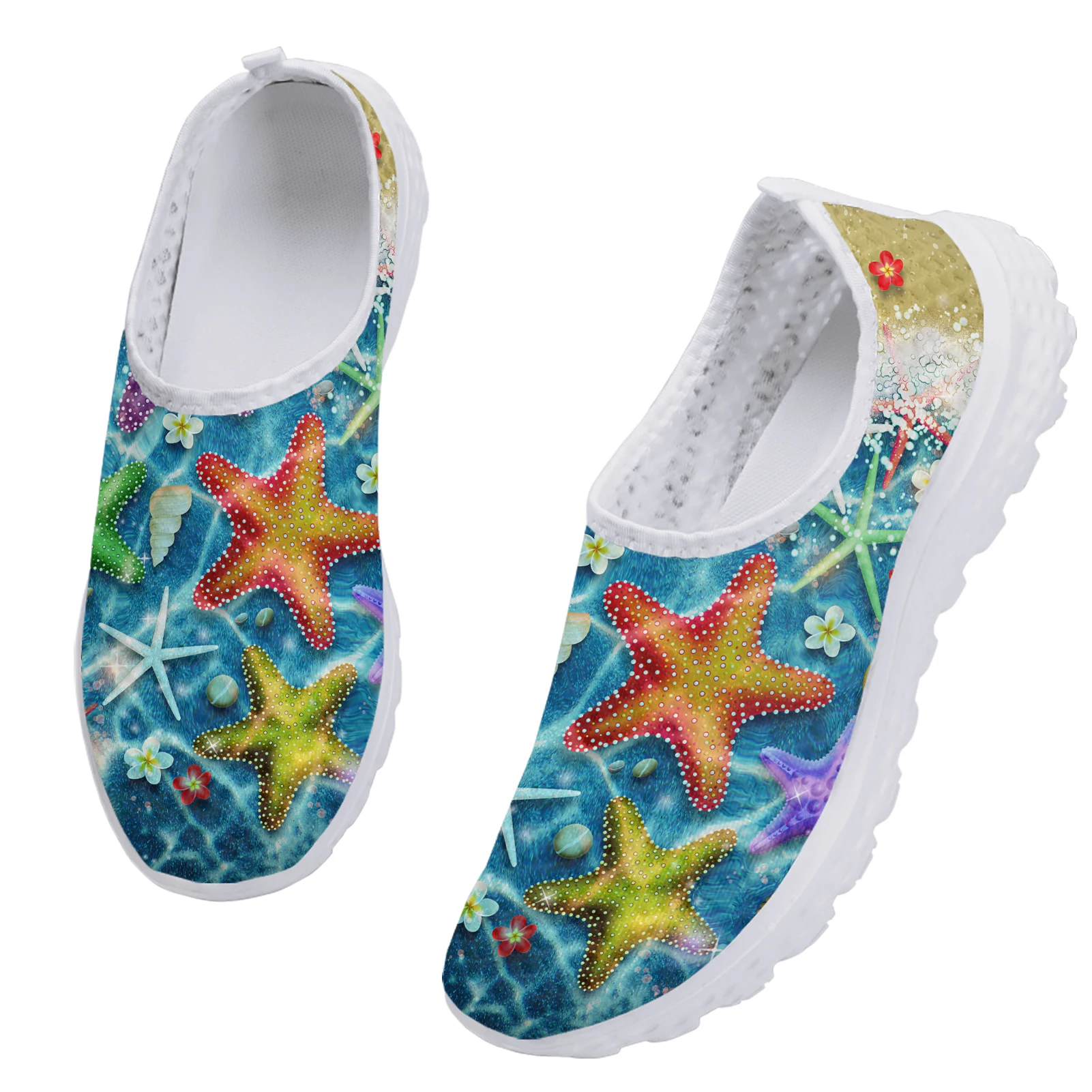 INSTANTARTS Fashion Undersea Starfish Print Lightweight Leisure Shoes New Women\'s Slip On Shoes Comfort Casual Sneakers Zapatos