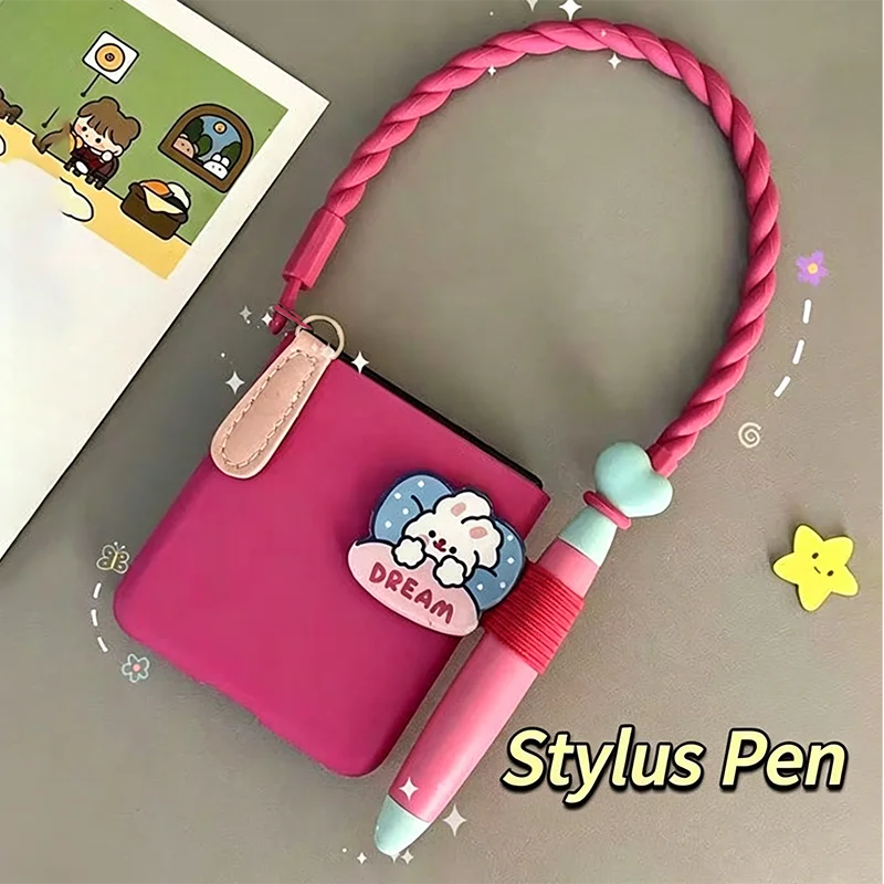 Cute Flip Case For Samsung Galaxy Z Flip 7 6 5 4 3 Xiaomi Mix Flip Cases 3d Cover Hinge Protection Cases With Stylus Pen