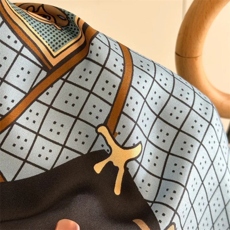 Large Twill Scarf Women Square Shawls Luxury Designer Spring Scarfs Scarves Clothing Neck Decoration 135CM Horse Print