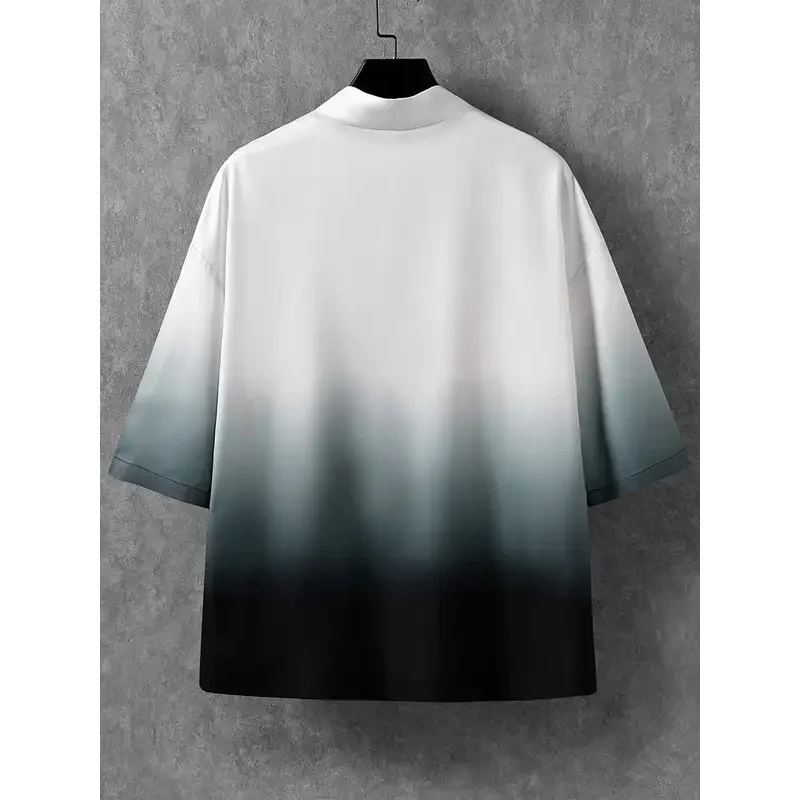 ZENJIRO KIMONO Camicia stampata estiva a maniche corte da uomo Moda Tendenza nazionale Harajuku Cardigan retrò Kimono Estate giapponese