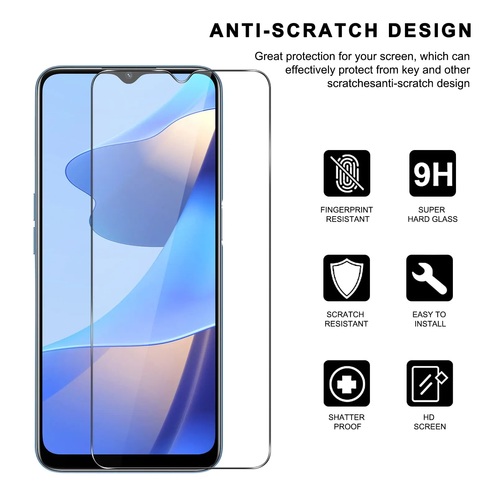 Screen Protector For OPPO A16 Tempered Glass  9H HD High Aluminum Clear Transparent Case Friendly