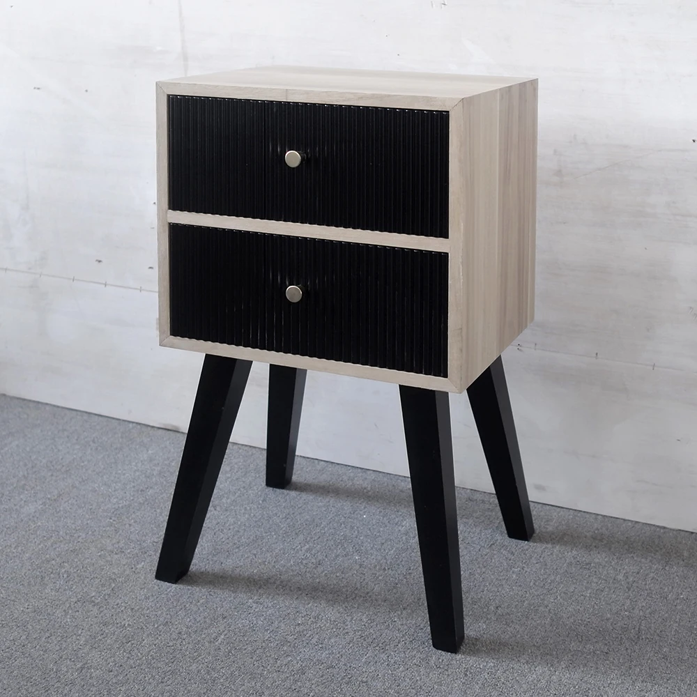 Modern Wooden Bedside Table With Storage Drawers solid wood legs Nightstand end table
