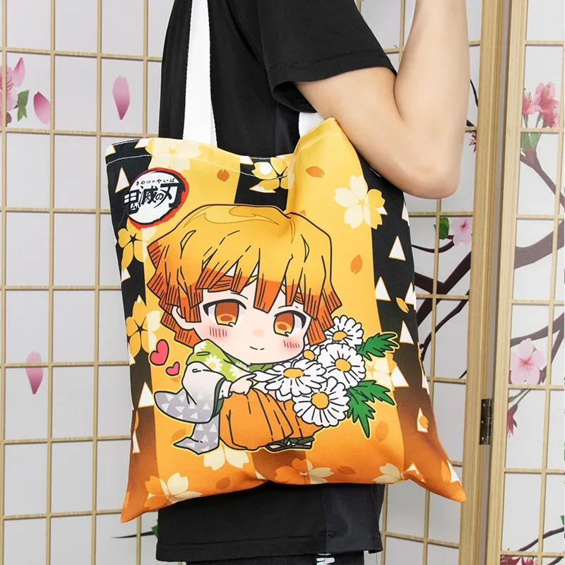 Anime Canvas Bag Handbag Nezko Cartoon Double-sided Printing Handbags Large-capacity Shoulder Bags Students Casual Canvas Bags