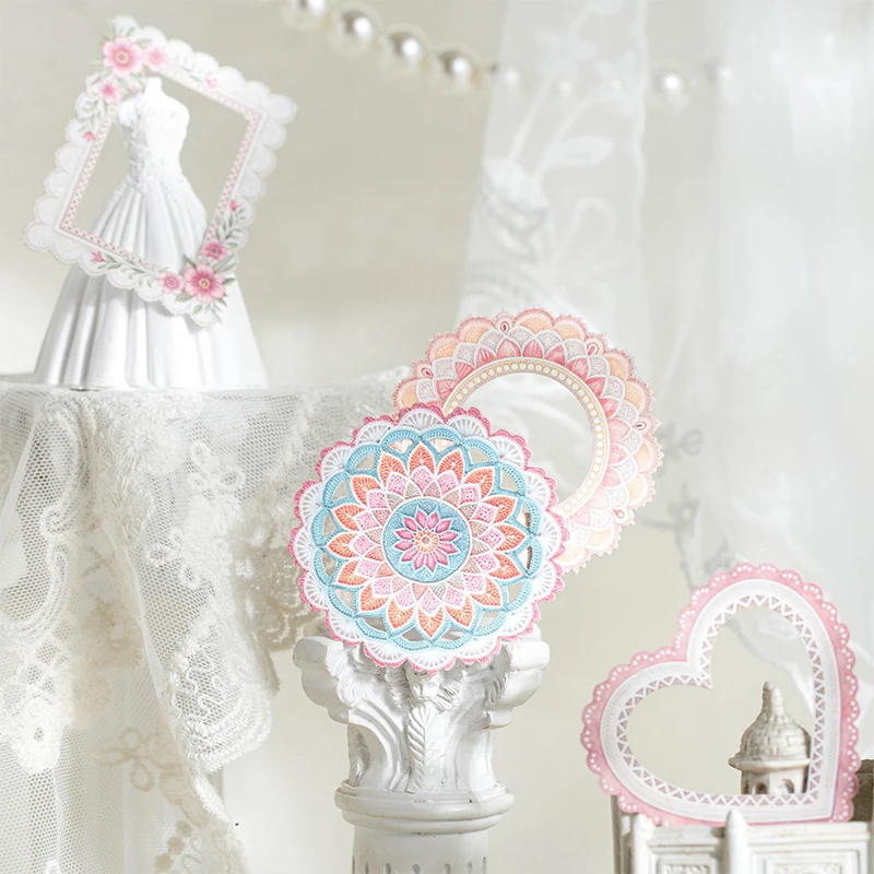20pcs Lace Border Series Art Handbook Decoration Sticker Creative Collage DIY Handmade Scrapbook Aesthetic Supplies