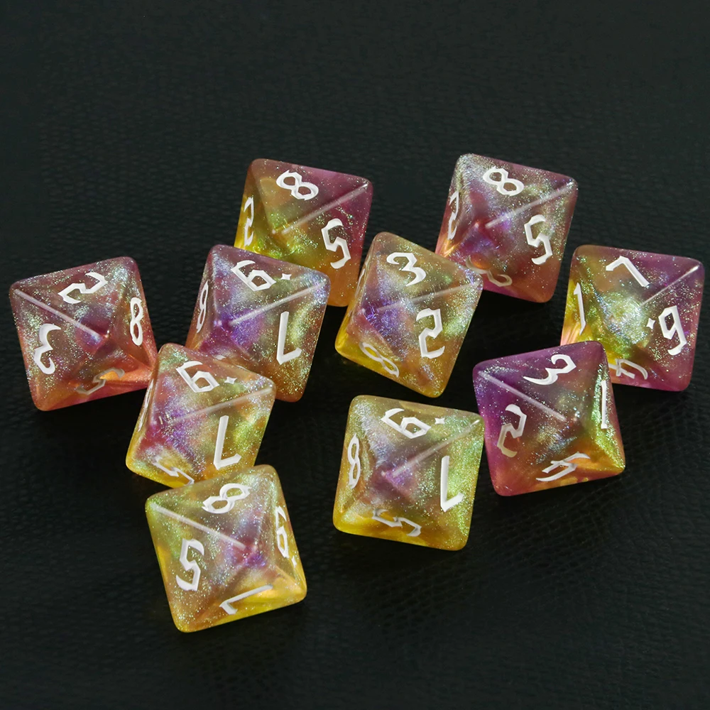 D8 dados poliédricos de colores mezclados, dados brillantes increíbles de 8 caras para juego de rol DND, enseñanza de matemáticas, juegos de mesa