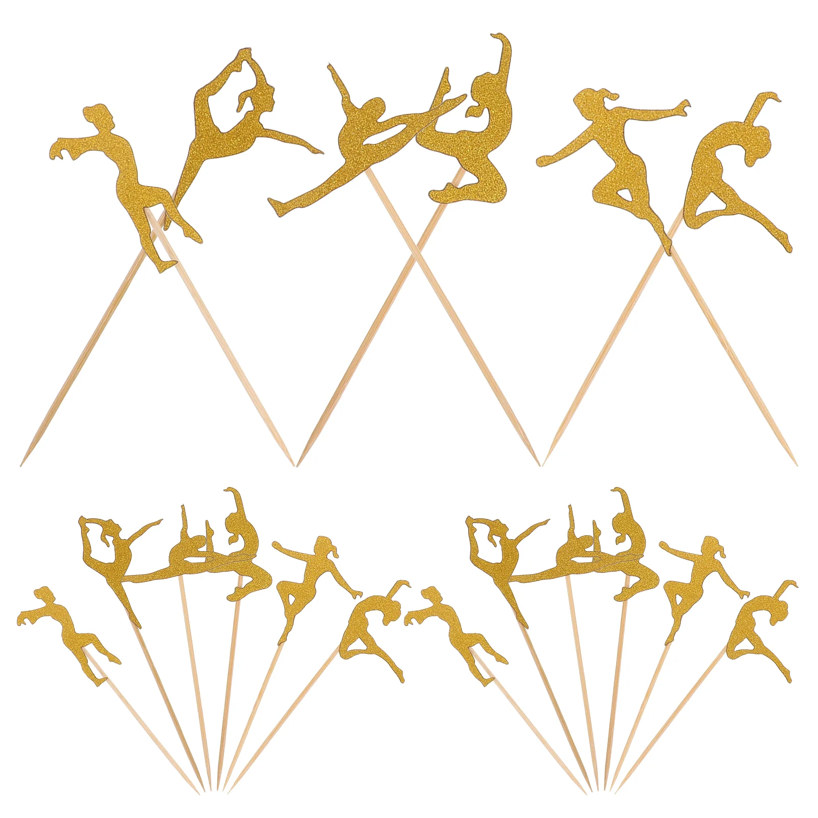 Gymnastics Birthday Party Supplies Cake Decorations Fitness Theme Toppers Wooden Picks for