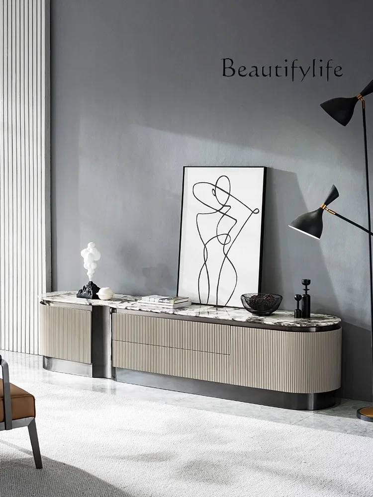 

muebles para hogar Mild Luxury Marble-Side TV Cabinet Modern Minimalist Solid Wood Floor Cabinet